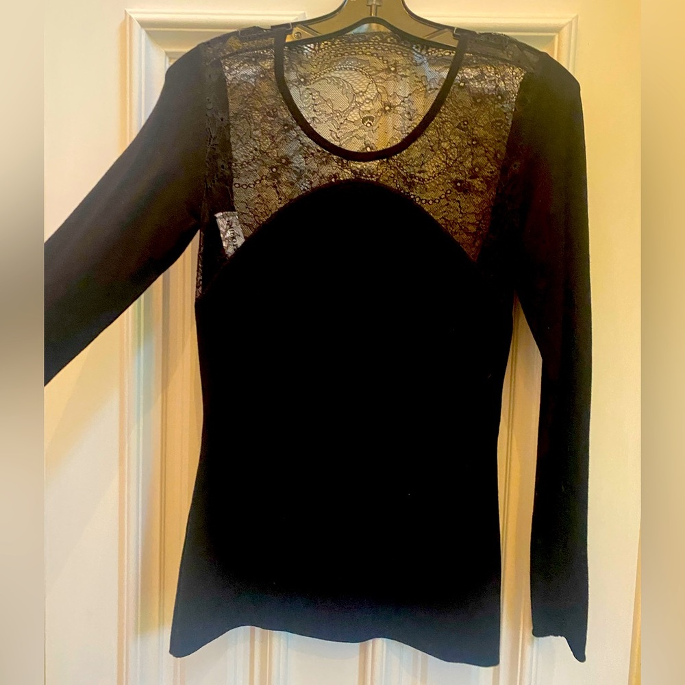 Emilio Pucci runway collection silk sweater with lace insets front and back